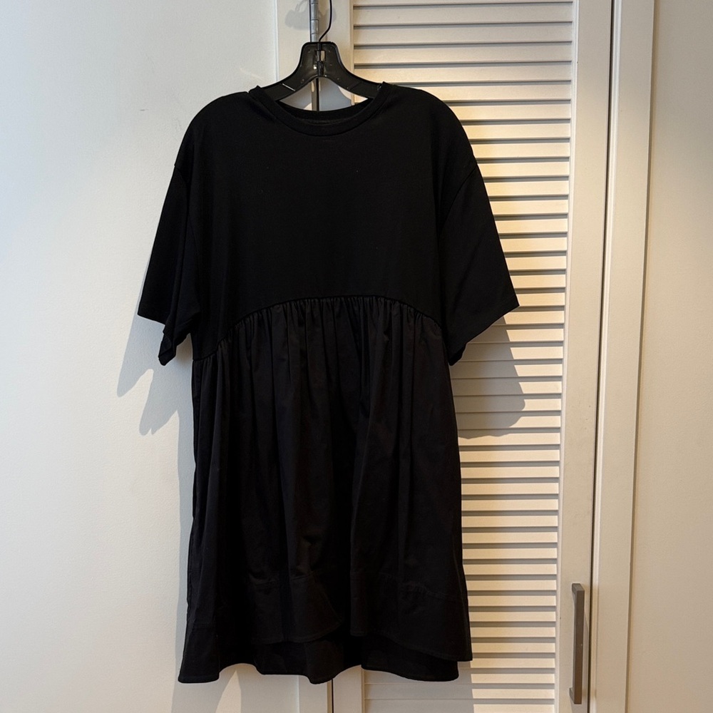 Cynthia Rowley Black Short-Sleeve Babydoll Dress